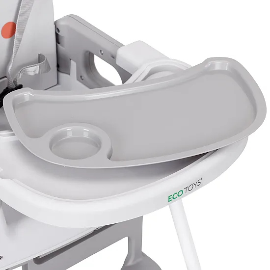 Vaikų maitinimo kėdutė 3-in-1 su dvigubu padėklu pilkos spalvos ECOTOYS