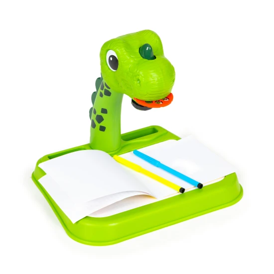 Žalias dinozaurų piešimo lentos projektorius, 12 žymeklių, 24 šablonai Lavinamieji MULTISTORE