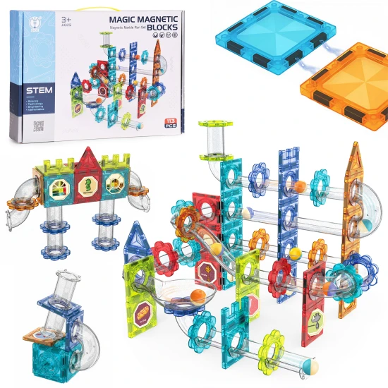 Magnetic 3D Construction Blocks Marble Run 113 Pieces Konstruktoriai MULTISTORE