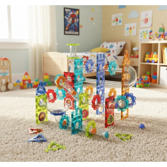 Magnetic 3D Construction Blocks Marble Run 113 Pieces Konstruktoriai MULTISTORE