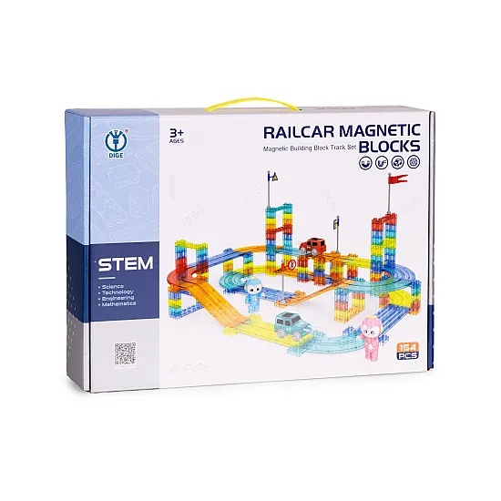 154-osainen magneettinen autorata-sarja LED-valaistuksella