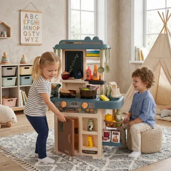 Children's kitchen set with sound effects and LED lighting