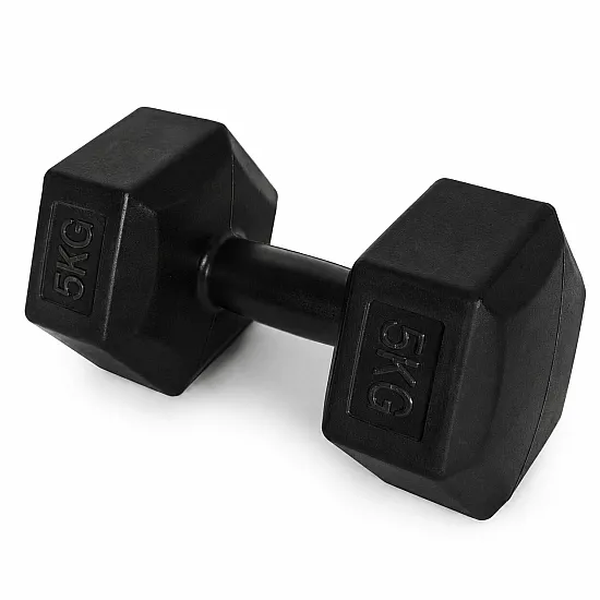 Šešiakampių juodų hantelių rinkinys 2x5 kg MOVEPRO