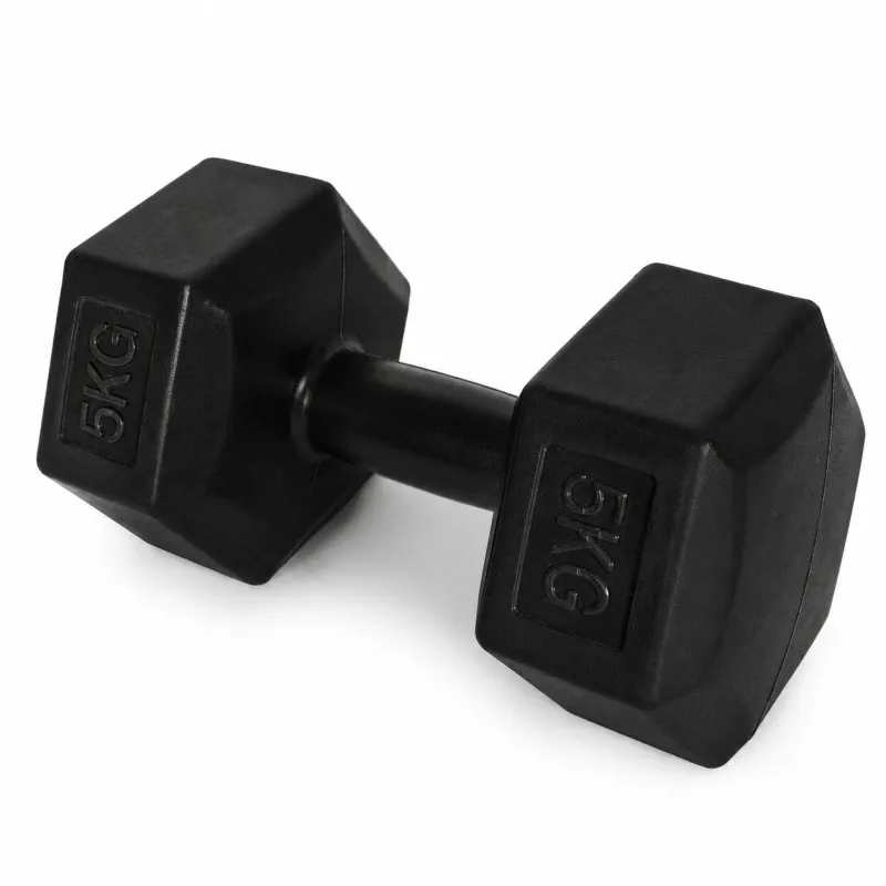 Šešiakampių juodų hantelių rinkinys 2x5 kg MOVEPRO