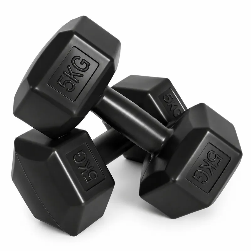 Šešiakampių juodų hantelių rinkinys 2x5 kg MOVEPRO