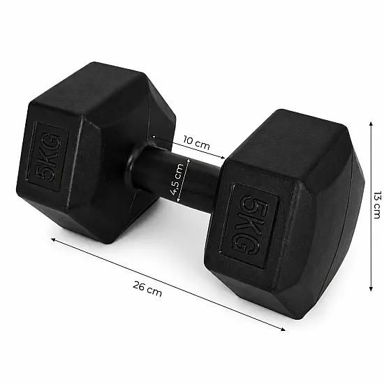 Šešiakampių juodų hantelių rinkinys 2x5 kg MOVEPRO