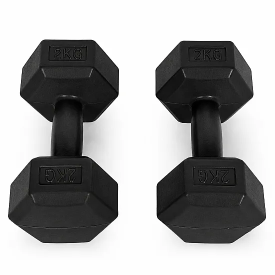 Zestaw sześciokątnych czarnych hantli 2x2 kg MOVEPRO