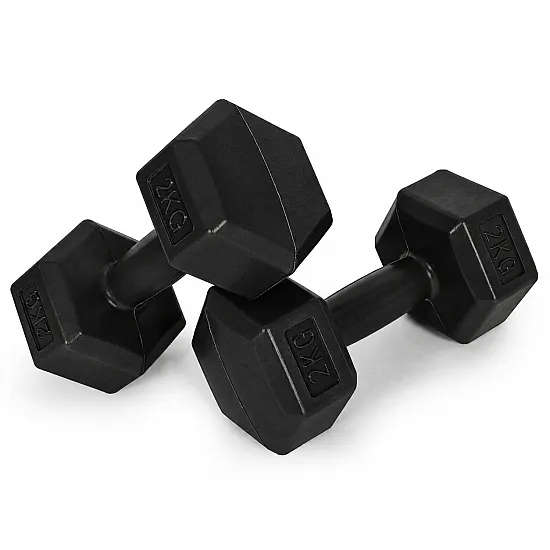 Zestaw sześciokątnych czarnych hantli 2x2 kg MOVEPRO