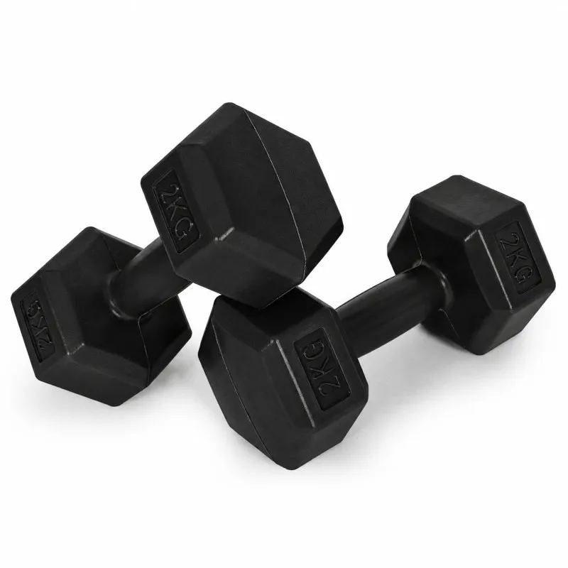Šešiakampiių juodų hantelių rinkinys 2x2 kg MOVEPRO