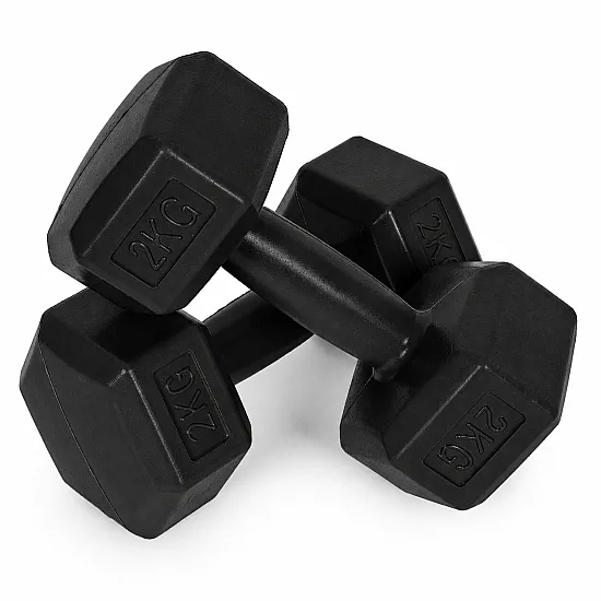 Zestaw sześciokątnych czarnych hantli 2x2 kg MOVEPRO