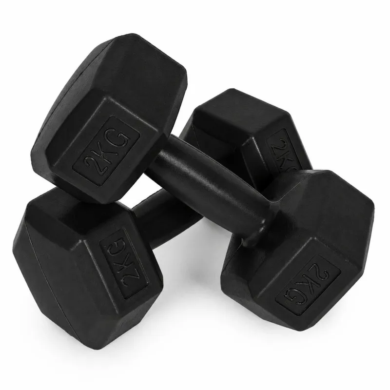 Šešiakampiių juodų hantelių rinkinys 2x2 kg MOVEPRO
