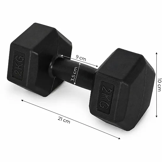 Zestaw sześciokątnych czarnych hantli 2x2 kg MOVEPRO
