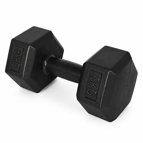 Šešiakampiių juodų hantelių rinkinys 2x3 kg MOVEPRO