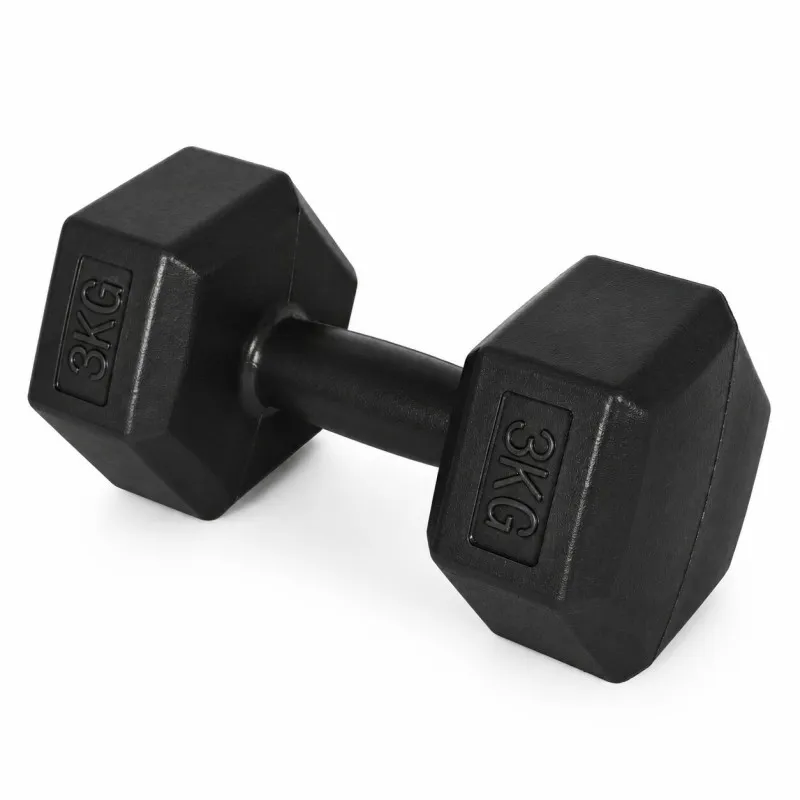 Šešiakampiių juodų hantelių rinkinys 2x3 kg MOVEPRO