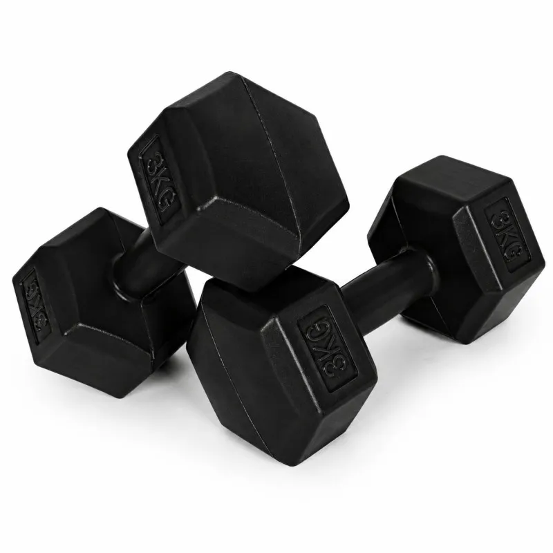 Šešiakampiių juodų hantelių rinkinys 2x3 kg MOVEPRO