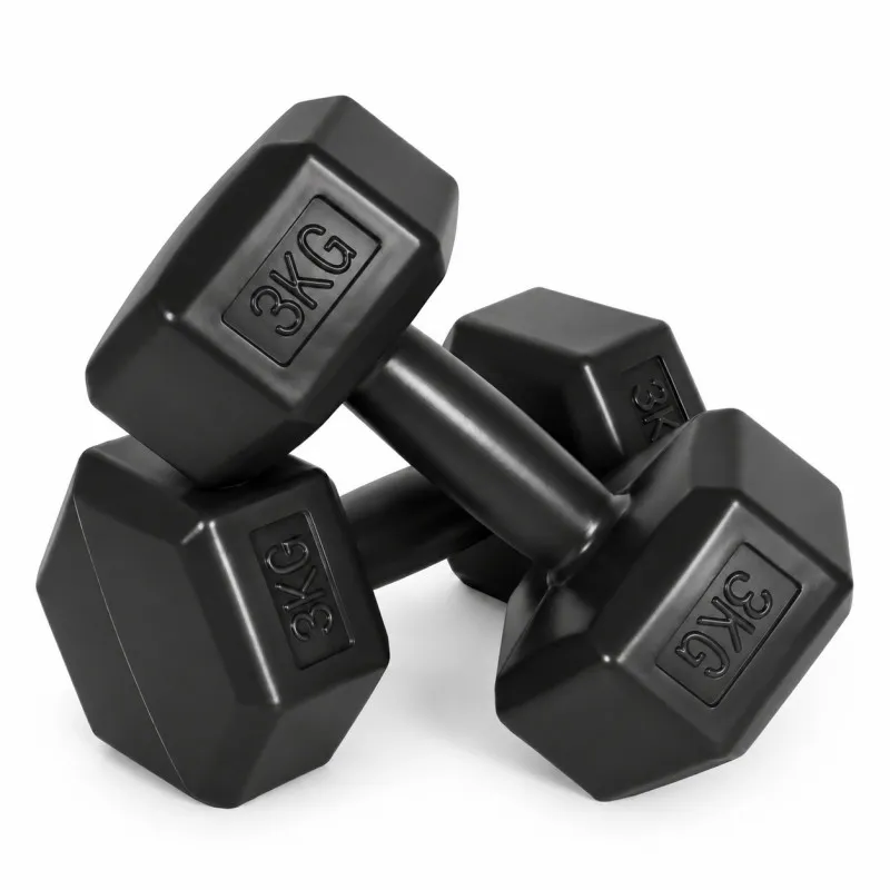 Šešiakampiių juodų hantelių rinkinys 2x3 kg MOVEPRO