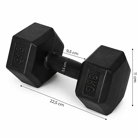 Šešiakampiių juodų hantelių rinkinys 2x3 kg MOVEPRO