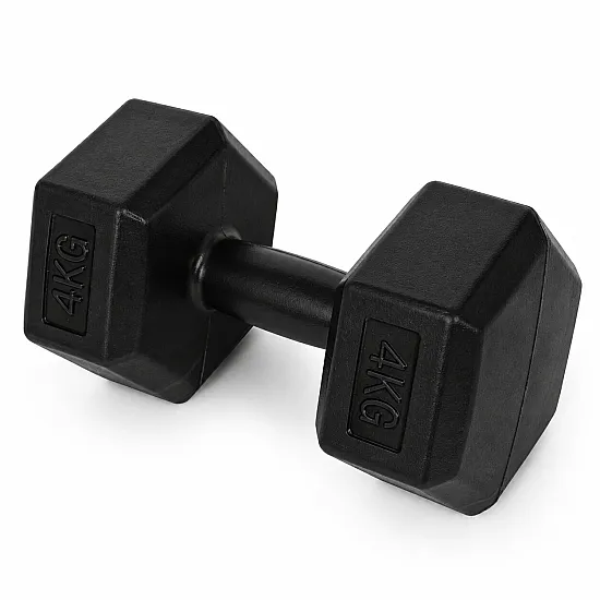 Šešiakampiių juodų hantelių rinkinys 2x4 kg MOVEPRO