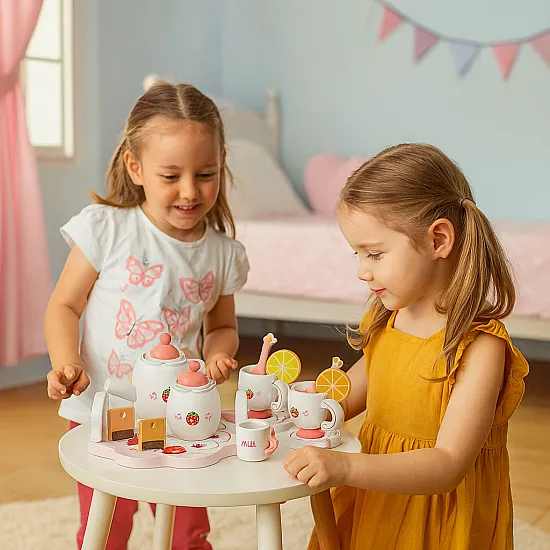 Medinis arbatos rinkinys: arbatinukas ir puodeliai 14 dalių ECOTOYS
