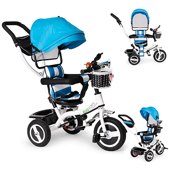 Mėlynas triratukas su stogeliu Dviračiai ECOTOYS