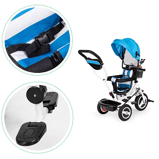 Mėlynas triratukas su stogeliu Dviračiai ECOTOYS