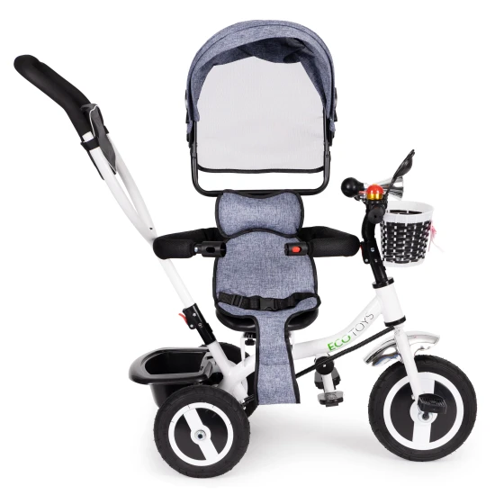 Pilkas triratukas su stogeliu Dviračiai ECOTOYS