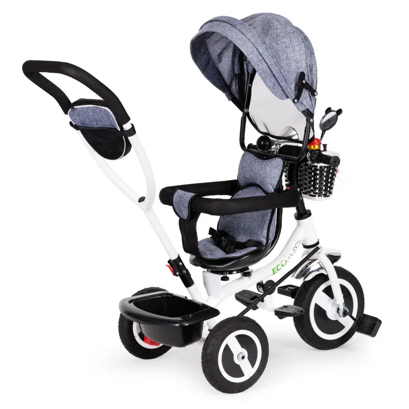 Pilkas triratukas su stogeliu Dviračiai ECOTOYS
