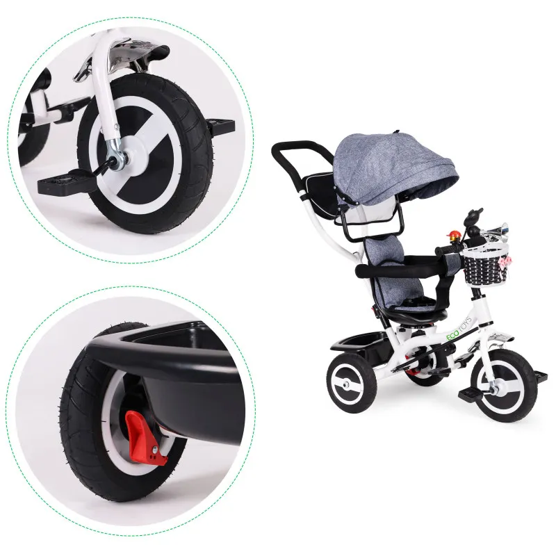 Pilkas triratukas su stogeliu Dviračiai ECOTOYS
