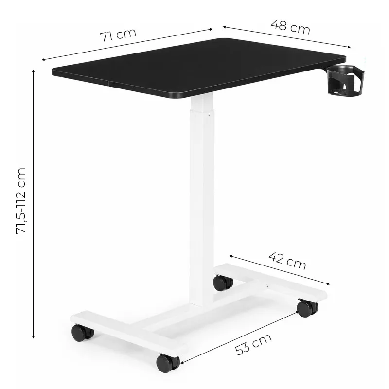 Juodas mobilus reguliuojamo aukščio stalas 70x48 cm ModernHome