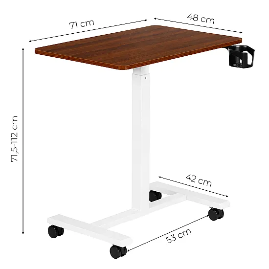 Brūns mobilais galds ar regulējamu augstumu, 70x48 cm, ModernHome
