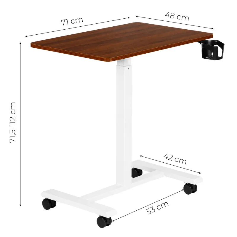 Rudas mobilus reguluojamo aukščio stalas 70x48 cm ModernHome