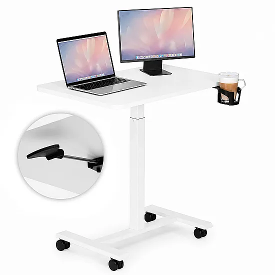 Valge reguleeritava kõrgusega mobiilne laud 70x48 cm ModernHome
