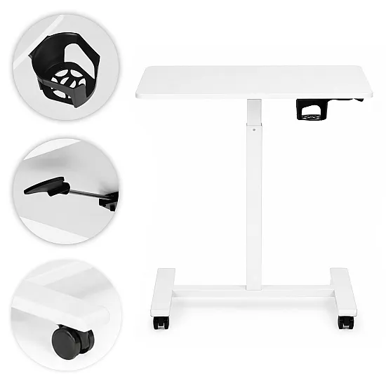 Valge reguleeritava kõrgusega mobiilne laud 70x48 cm ModernHome
