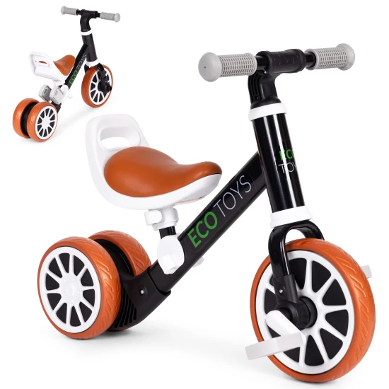 Juodas balansinis dviratis su pedalais 2in1 Dviračiai ECOTOYS