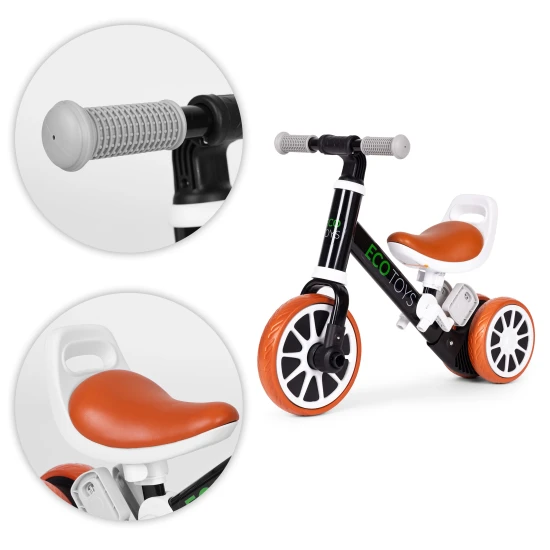 Juodas balansinis dviratis su pedalais 2in1 Dviračiai ECOTOYS