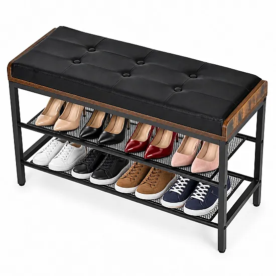 Szafka na buty z ławką i pikowanym siedziskiem Modern Home