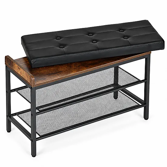 Szafka na buty z ławką i pikowanym siedziskiem Modern Home