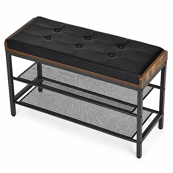 Szafka na buty z ławką i pikowanym siedziskiem Modern Home