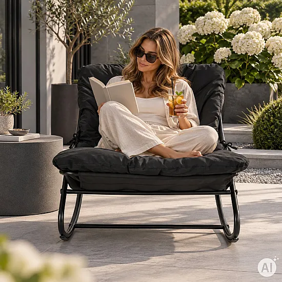 Black garden armchair with cushion by MultiGarden
