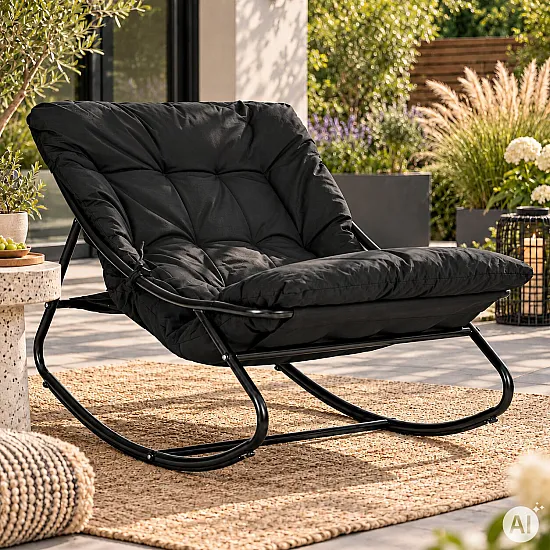 Black garden armchair with cushion by MultiGarden