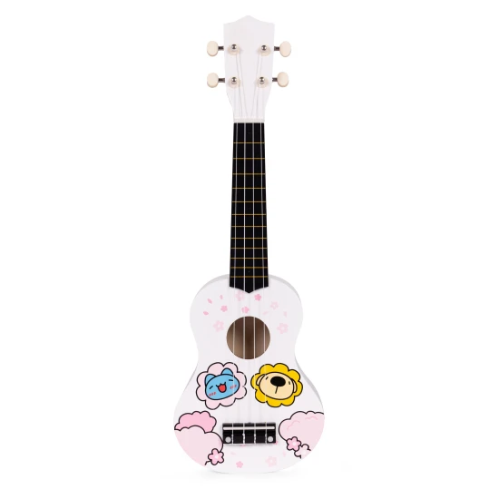 Vaikiška balta medinė ukulelė Muzikos instrumentai ECOTOYS