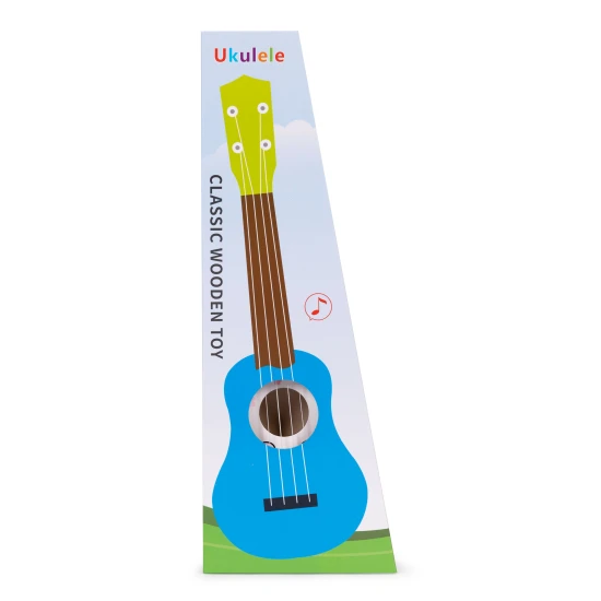 Vaikiška balta medinė ukulelė Muzikos instrumentai ECOTOYS