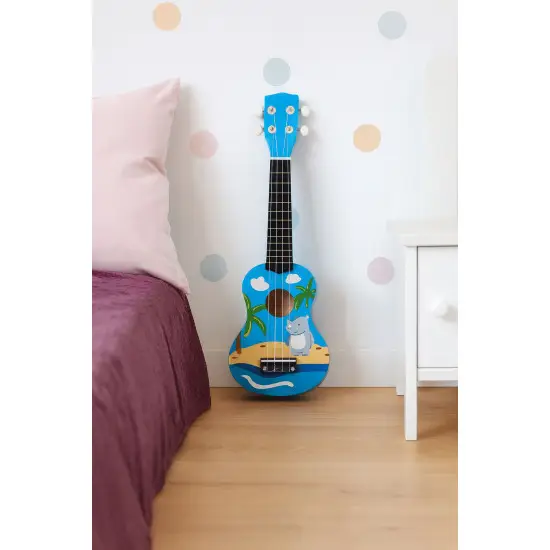 Vaikiška medinė mėlyna ukulėlė Muzikos instrumentai ECOTOYS