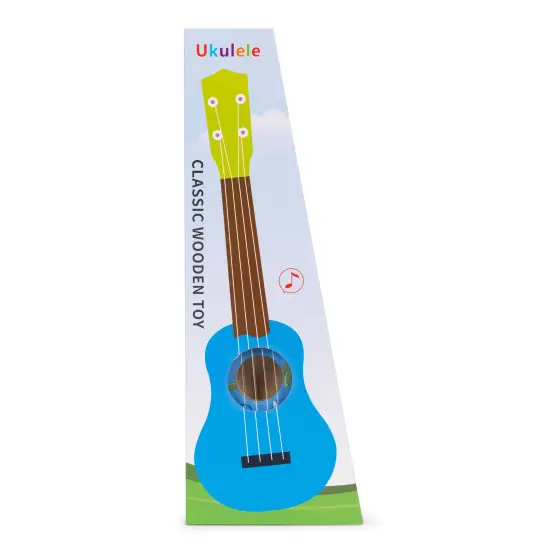 Vaikiška medinė mėlyna ukulėlė Muzikos instrumentai ECOTOYS