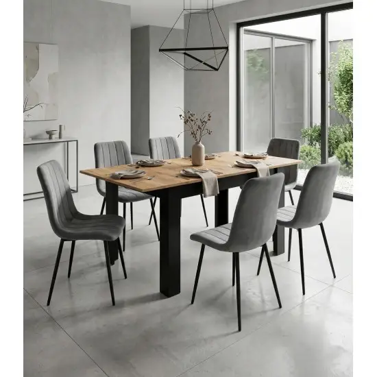 Stačiakampis išskleidžiamas stalas120–160 × 80 cm, iš natūralaus ąžuolo