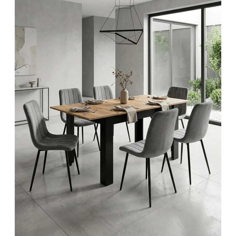 Rectangular folding table120-160 × 80 cm, in natural oak