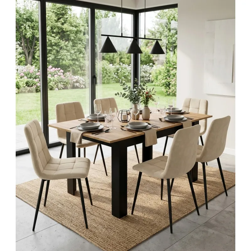 Rectangular folding table120-160 × 80 cm, in natural oak