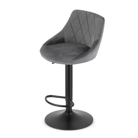 Aksominė pilka baro kėdė su reguliuojamu aukščiu Foteliai ir kėdės LEOBERT