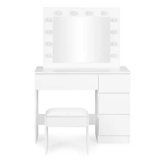 Tualetinis staliukas su veidrodžiu ir LED apšvietimu + taburetė ModernHome