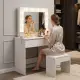 Tualetinis staliukas su veidrodžiu ir LED apšvietimu + taburetė ModernHome